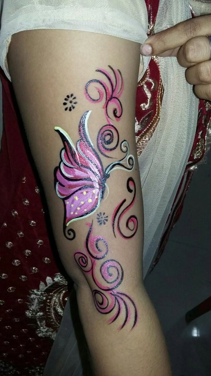 Body painting activity at a birthday celebration